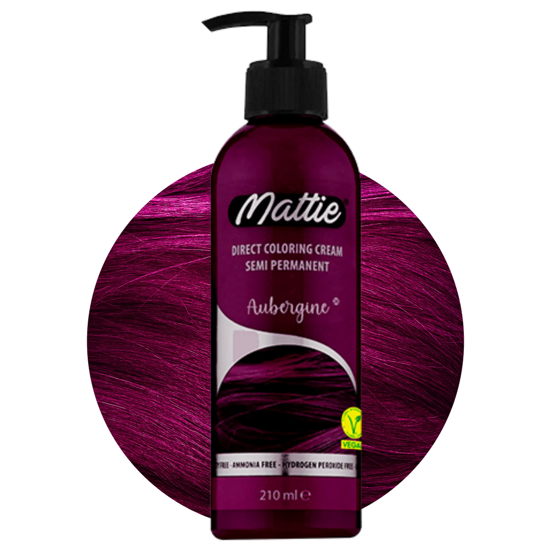 Mattie Aubergine - Wegańska Półpermanentna Koloryzacja Bezpośrednia Kremowa Farba Do Włosów 210 ml