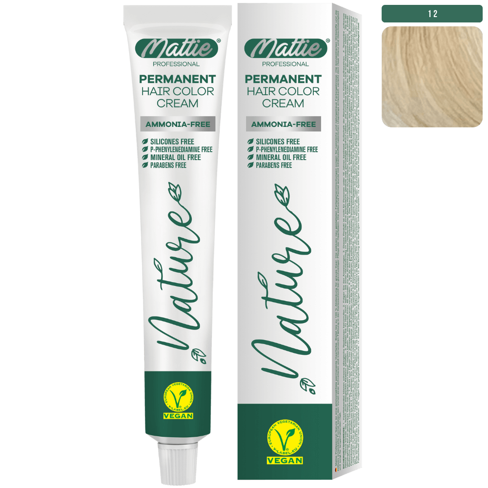 Mattie Professional Nature (12) Rubio Intenso Superaclarante - Vegano Crema De Coloración Permanente 60ml
