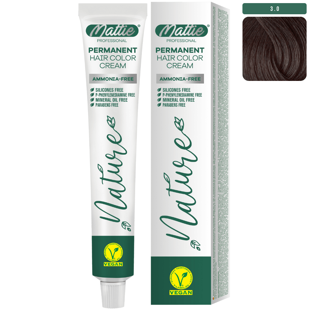Mattie Professional Nature (3.0) Intens Donkerbruin - Vegan Permanente Haarkleurcrème 60ml