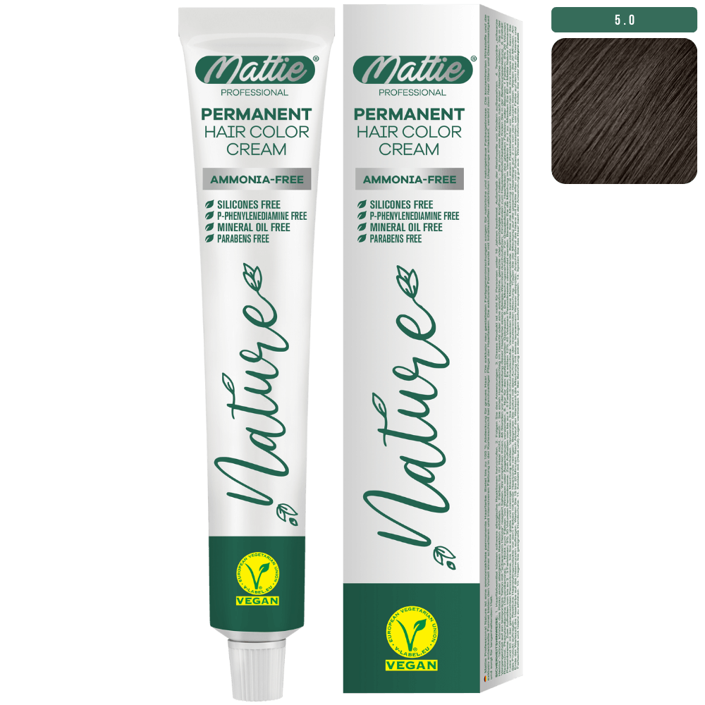 Mattie Professional Nature (5.0) Marrón Claro Intenso - Vegana Crema De Coloración Permanente 60ml
