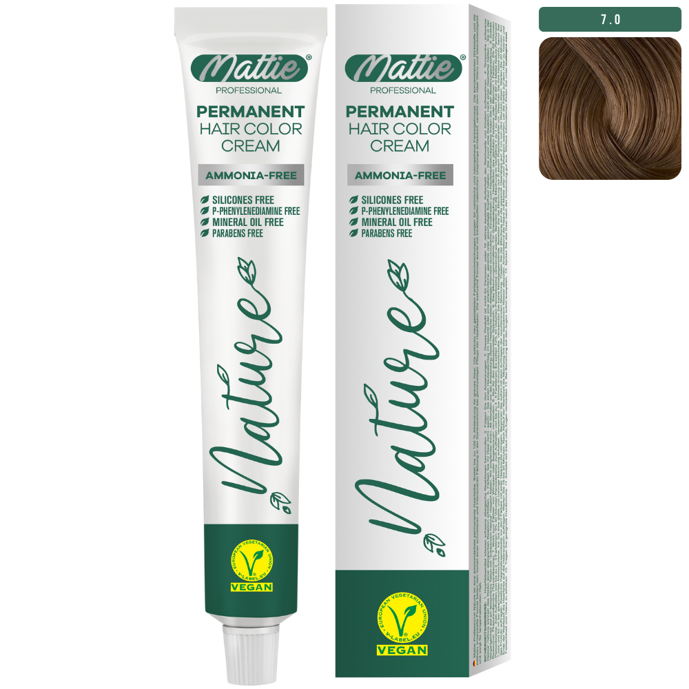 Mattie Professional Nature (7.0) Rubio Intenso - Vegana Crema De Coloración Permanente 60ml