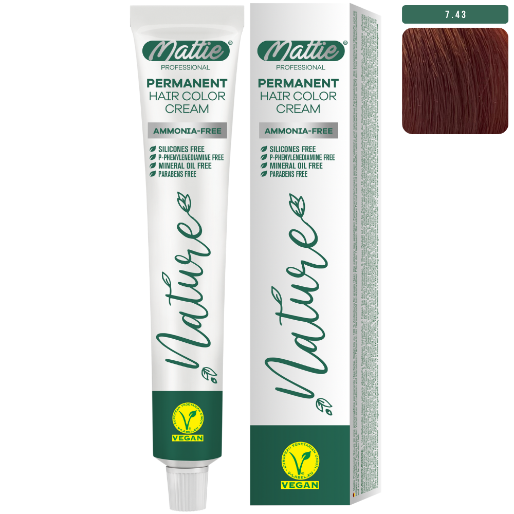 Mattie Professional Nature (7.43) Cobre Dorado - Vegana Crema De Coloración Permanente 60ml