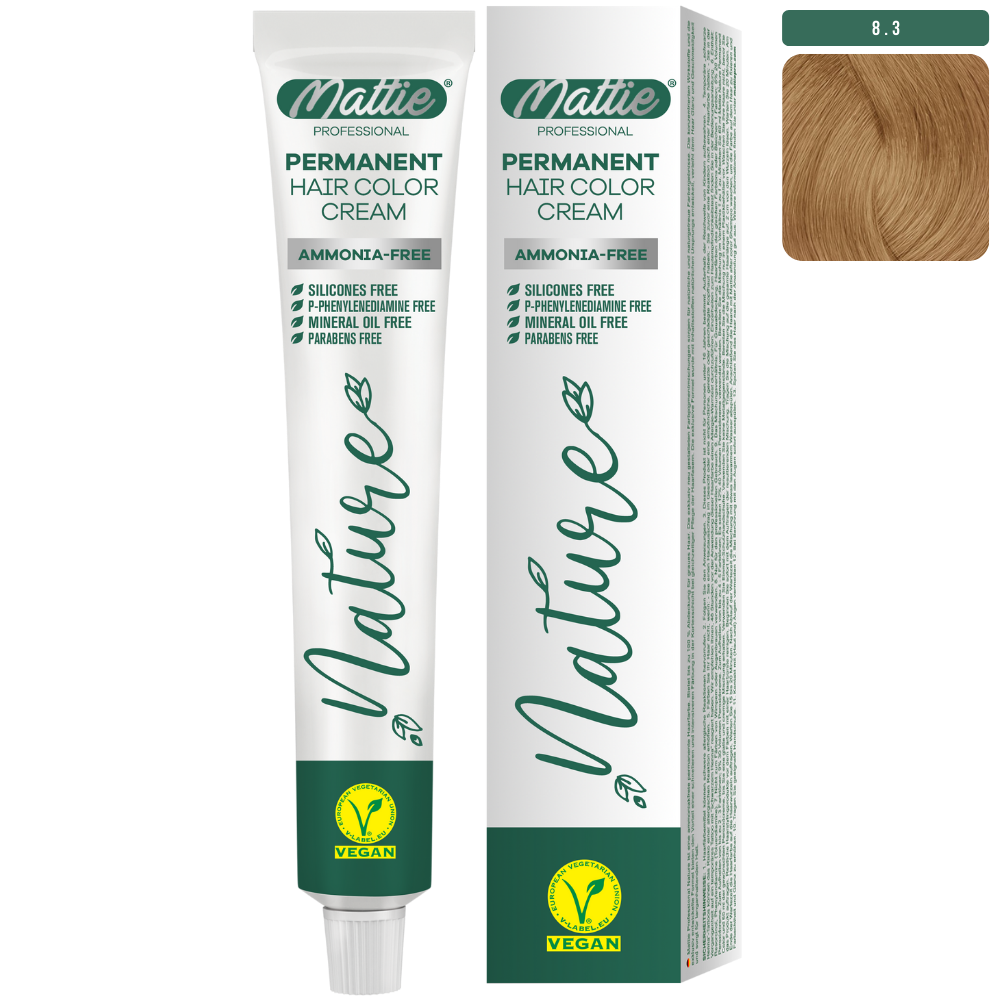 Mattie Professional Nature (8.3) Rubio Dorado - Crema De Coloración Permanente Vegana 60ml