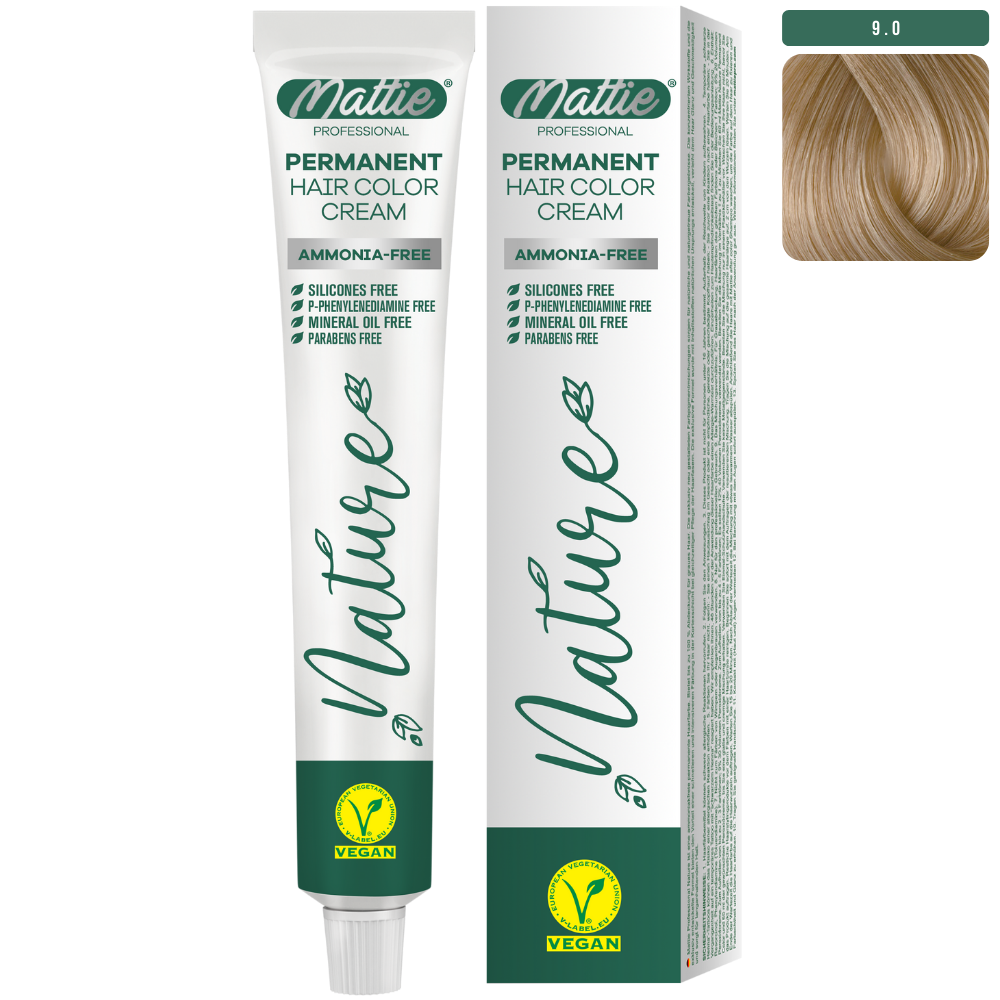 Mattie Professional Nature (9.0) Rubio Muy Claro Intenso - Vegana Crema De Coloración Permanente 60ml
