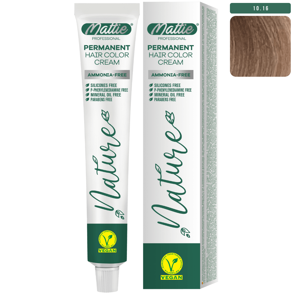 Mattie Professional Nature (10.16) Rubio Rosa Ceniza Extra Claro - Crema De Coloración Permanente Vegana 60ml