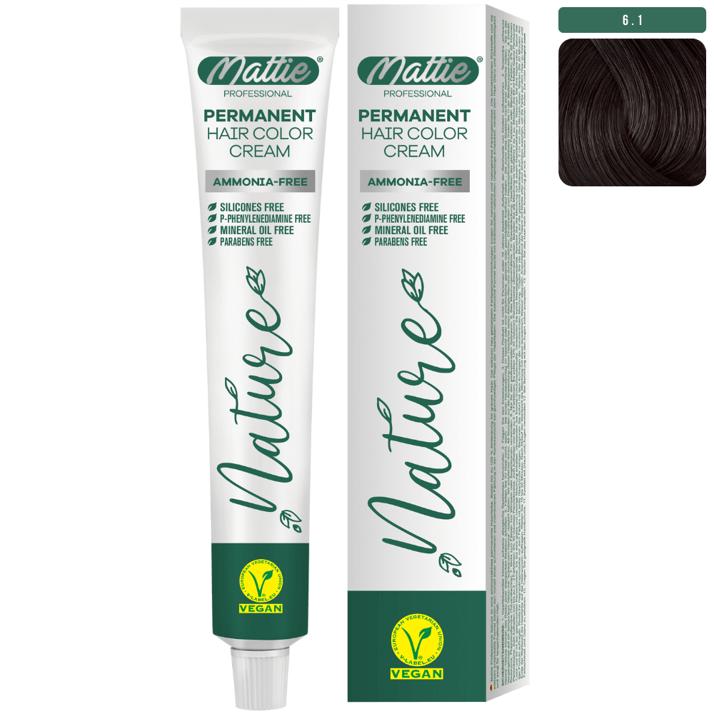 Mattie Professional Nature (6.1) Rubio Ceniza Oscuro - Vegana Crema De Coloración Permanente 60ml